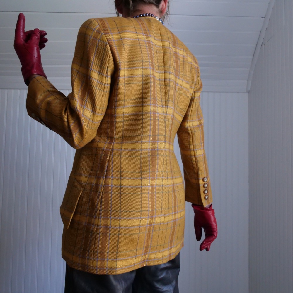 Vintage 80s Bill Blass Sport chic tailored plaid blazer - Picture 3 of 8